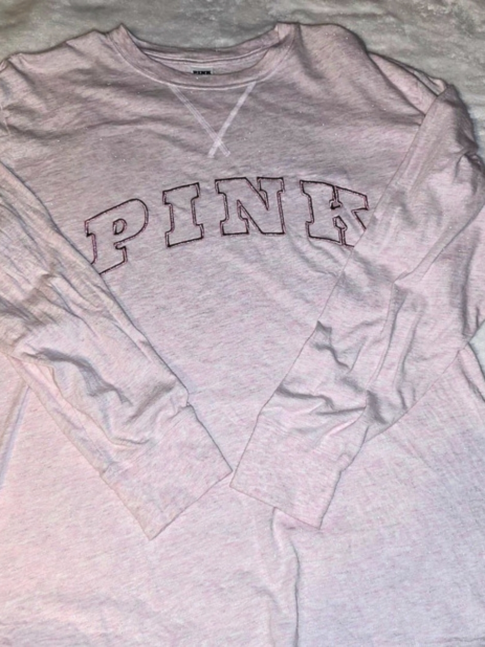 Victoria's Secret PINK Campus Cotton Heathered Pink Petal Metallic L/S top XS
